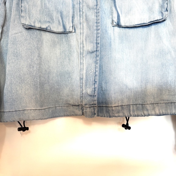 Pistola Chambray Blue Tencel & Cotton Utility Bomber Cargo Womans Jacket Size S - Picture 7 of 17